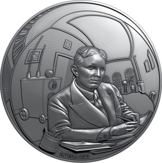 Kamerun 2000 FCFA Genius - Nikola Tesla 2023 2 Oz Ag.999