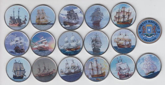 Somalia 1 szyling x 16 Żaglowce 2014