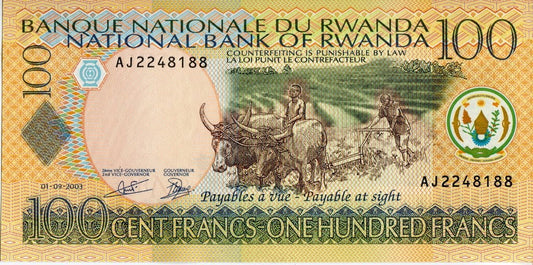 Rwanda 100 franków Bydło 2003 P-29b