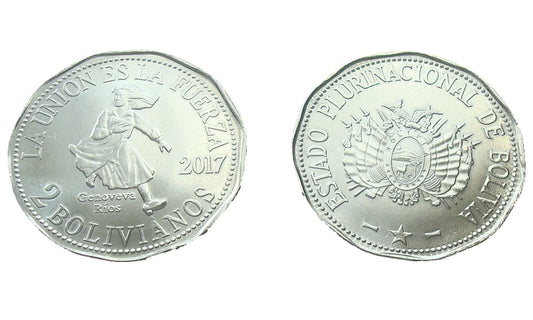 Boliwia 2 bolivanos Genoveva Rios 2017