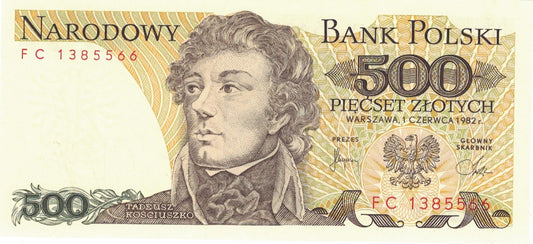 PRL 500 zł Tadeusz Kościuszko 1982 P-145d seria FC