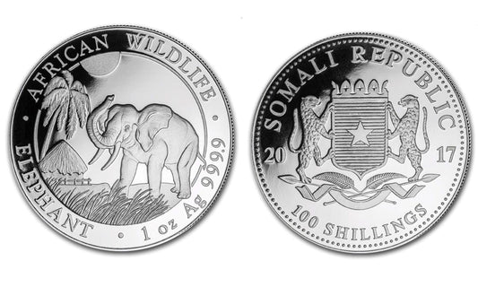 Somalia 100 sch Słonie 1 OZ Ag.999 2017