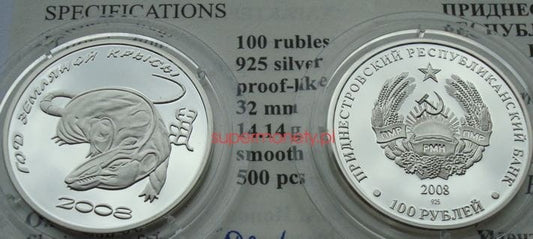 Naddniestrze 100 rubli Rok Szczura 2008