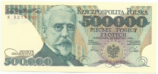 III RP 500000 zł Henryk Sienkiewicz 1990 P-156a K