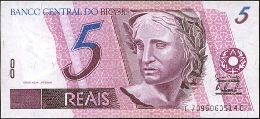 Brazylia 5 reali Czapla biała 1997 P-244Aj