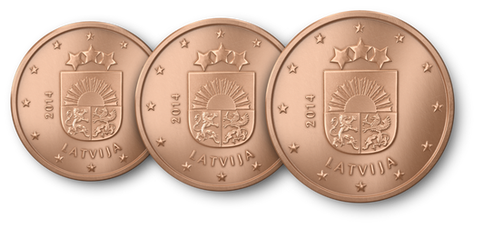 Euro set Łotwa zestaw menniczy x 3 1,2,5 cent 2014