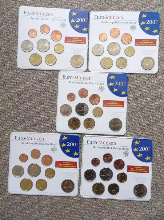 Euro set Niemcy x45 2007 ADFGJ oficjalne unc