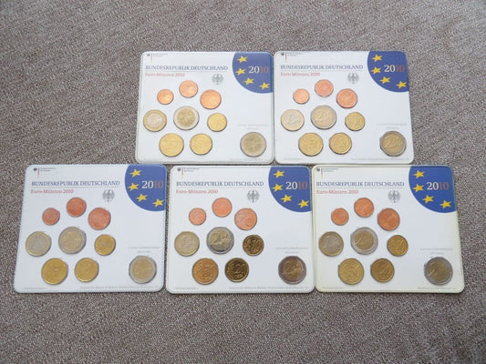 Euro set Niemcy x45 2010 ADFGJ oficjalne unc