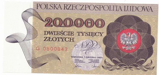 PRL 200000 zł Warszawa 1989 P-155a  G