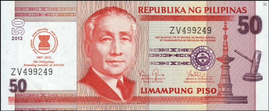 Filipiny 50 piso 45. rocznica utworzenia ASEAN 2012 P-211A