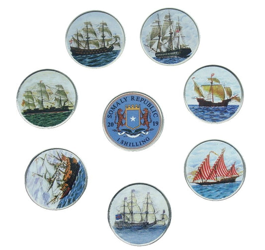 Somalia 1 szyling x 7 Żaglowce 2019 kolor
