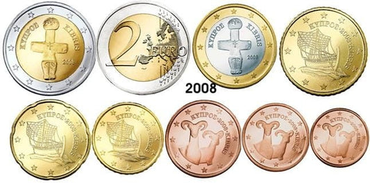 Euro set Cypr x 8 zestaw menniczy 2008