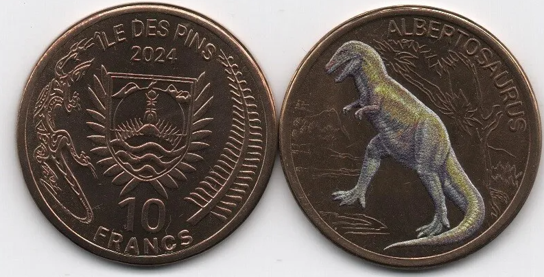 Francja Ile des Pins 10 franków Albertosaurus  2024